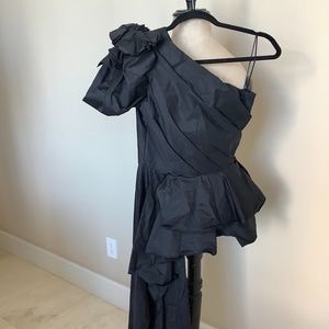 Johanna Ortiz One Shoulder Sleeveless Asymmetrical Black Blouse Size 4